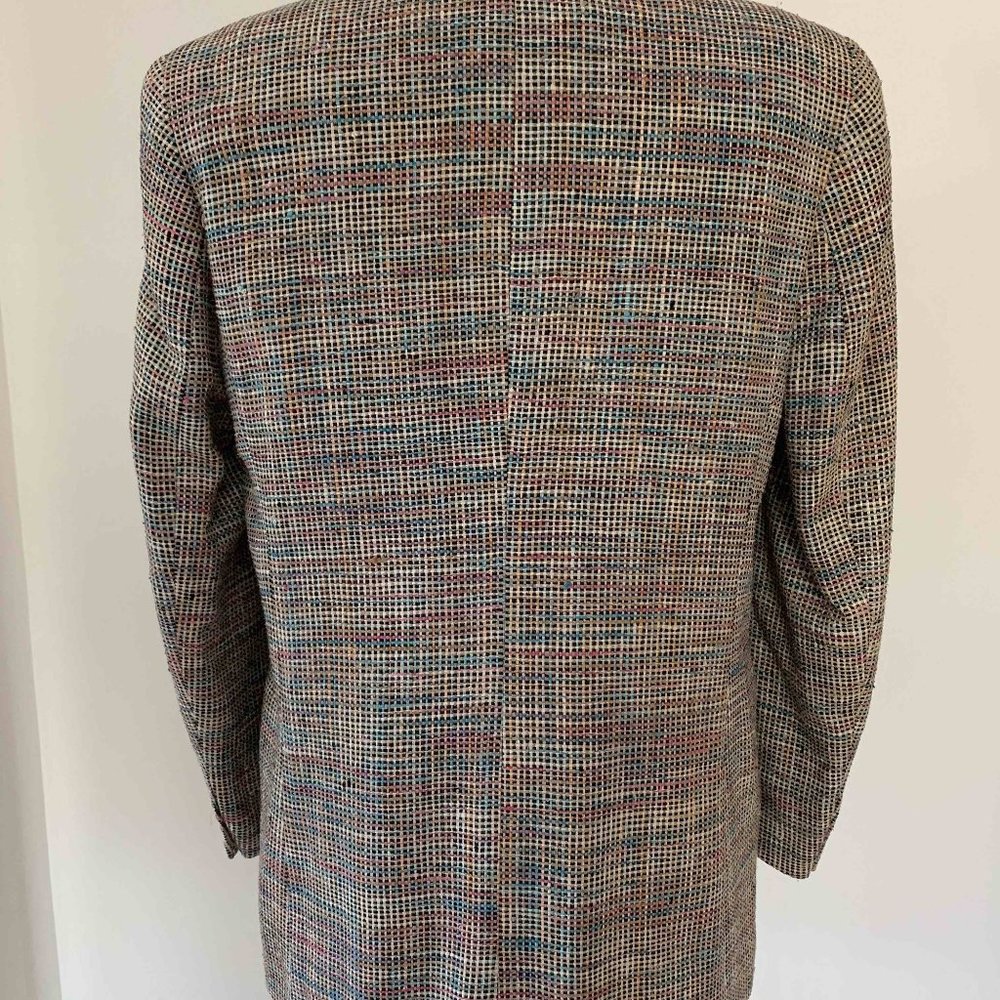 Vintage 80s raw silk blazer jacket multicolor 6 S - Picture 5 of 13